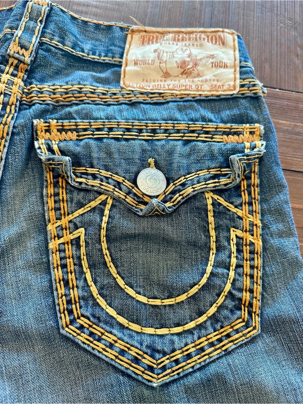True Religion Billy Super QT Jeans Distressed Flap Pocket